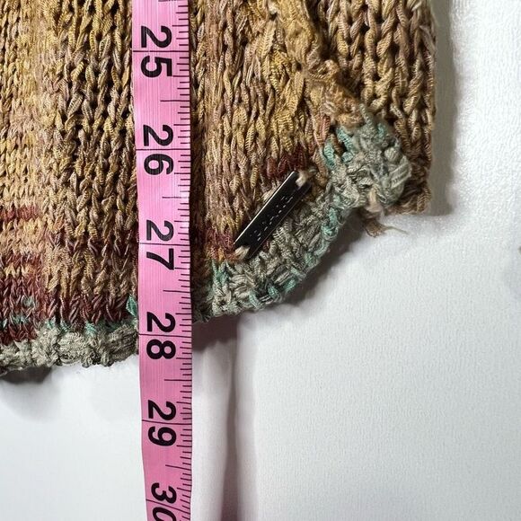 PrAna Asymmetrical Knit Earth Tones Oversized V-neck Sweater - Picture 4 of 9